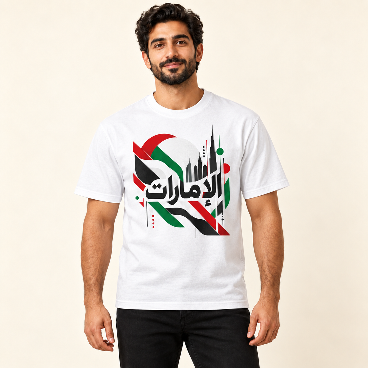 نموذج التيشرت — الشخص من الأمام — مكان الطباعة حسب اختيار الزبون